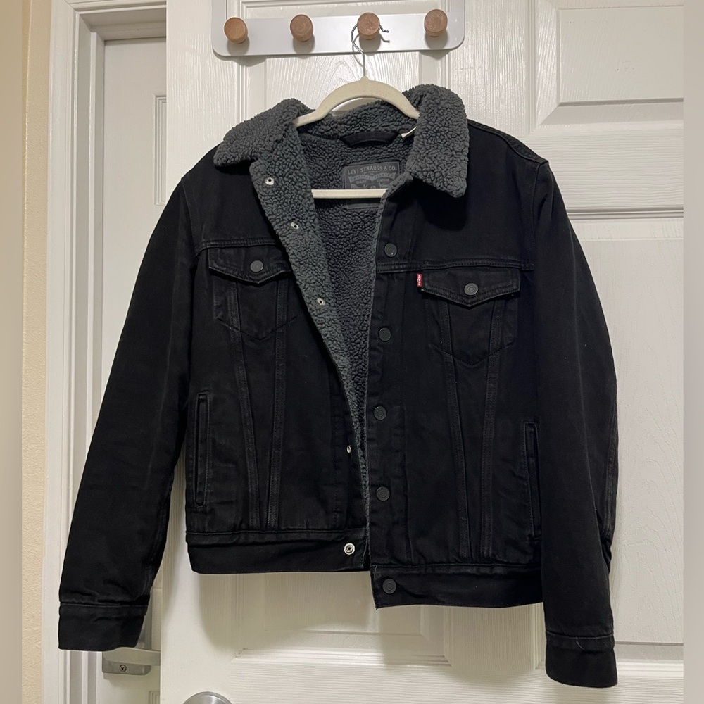 Levi’s Black Denim Jacket with Sherpa Lining